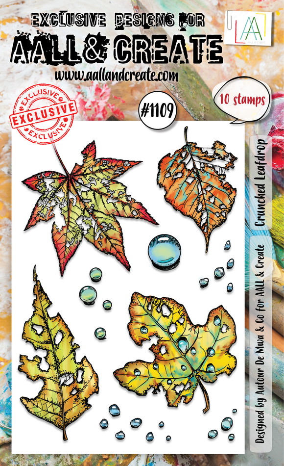 #1109 - A6 Stamp Set - Crunched Leafdrop
