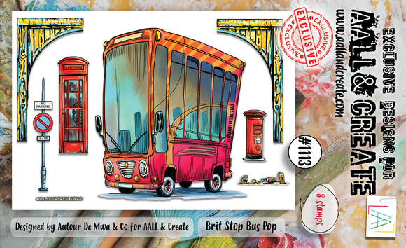 #1113 - A6 Stamp Set - Brit Stop Bus Pop