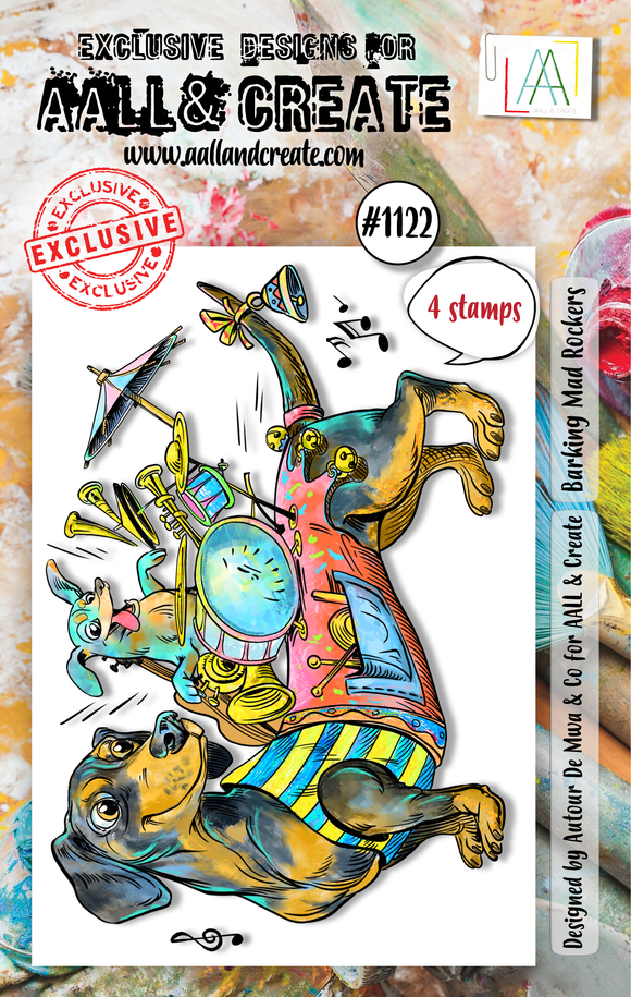 #1122 - A7 Stamp Set - Barking Mad Rockers