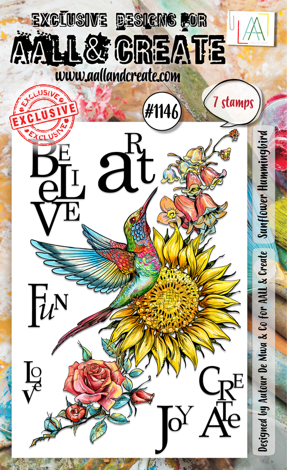 #1146 - A6 Stamp Set - Sunflower Hummingbird