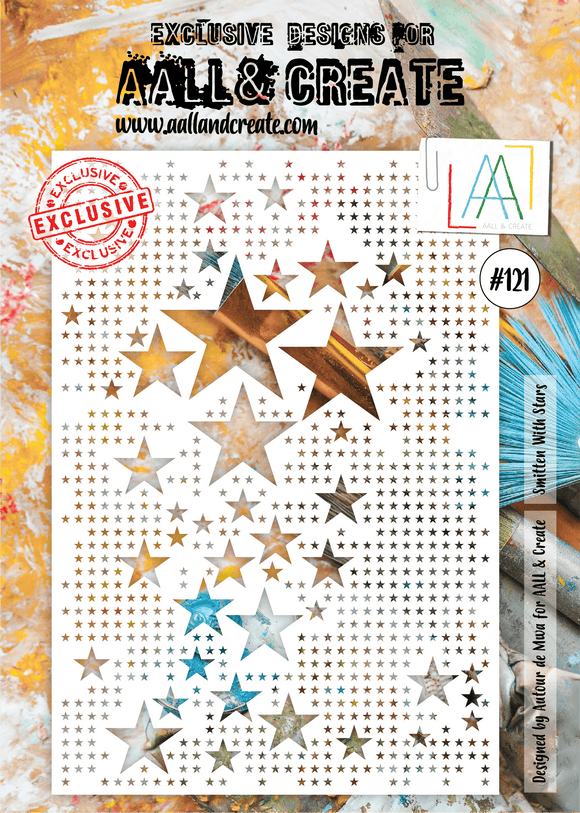 #121 - A4 Stencil - Smitten With Stars - AALL & Create Wholesale - stencil