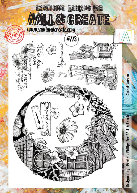#773 - A4 Clear Stamp Set - Secret Garden - AALL & Create Wholesale - stamp