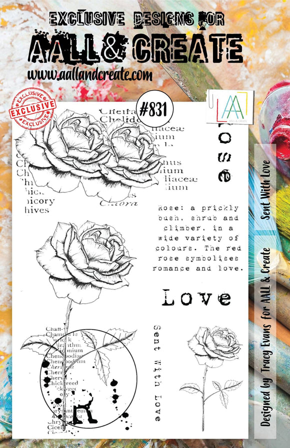 #831 - A5 Clear Stamp Set - Sent With Love - AALL & Create Wholesale - stamp