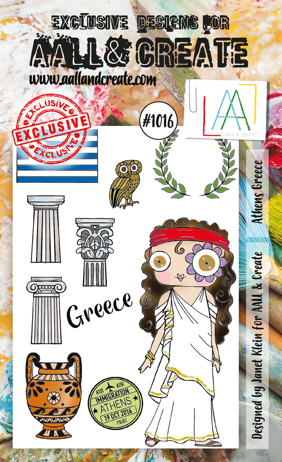#1016 - A6 Stamp Set - Athens Greece - AALL & Create Wholesale - stamp