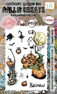 #1055 - A6 Stamp Set - Pumpkin Party - AALL & Create Wholesale - stamp