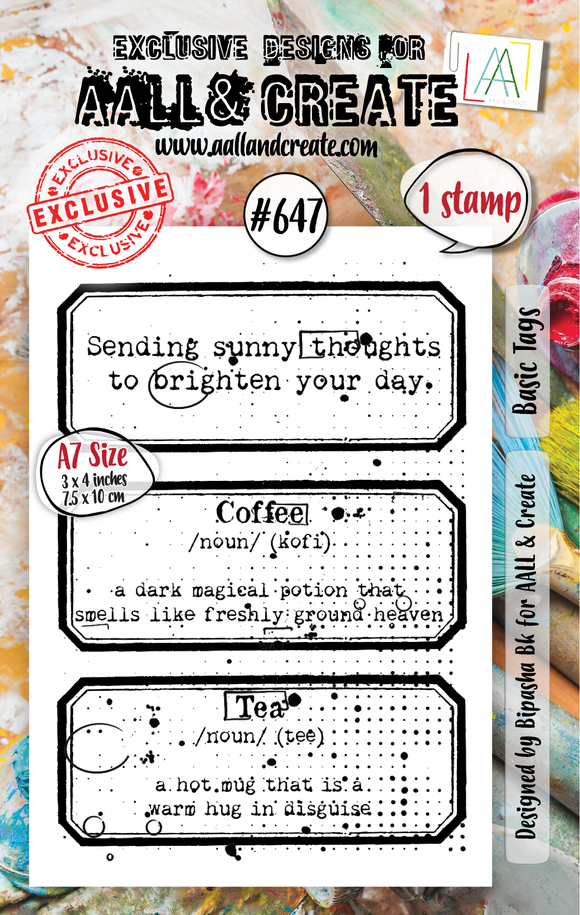 #647 - A7 Clear Stamp Set - Basic Tags