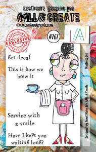 #767 - A7 Clear Stamp Set - Waitress Dee - AALL & Create Wholesale - stamp