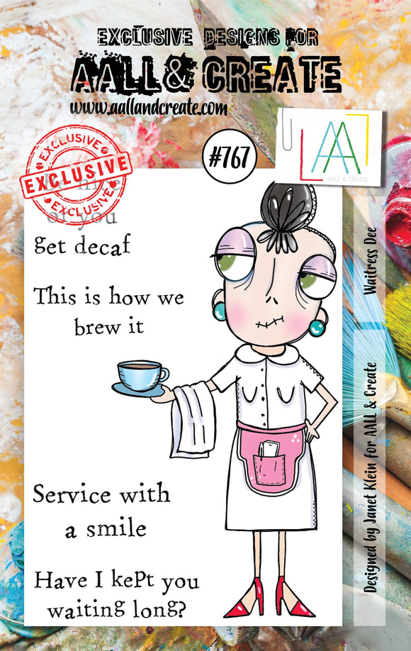 #767 - A7 Clear Stamp Set - Waitress Dee - AALL & Create Wholesale - stamp