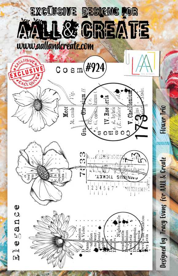 #924 - A5 Stamp Set - Flower Trio - AALL & Create Wholesale - stamp