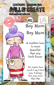 #935 - A7 Stamp Set - Boy Mum - AALL & Create Wholesale - Stamp