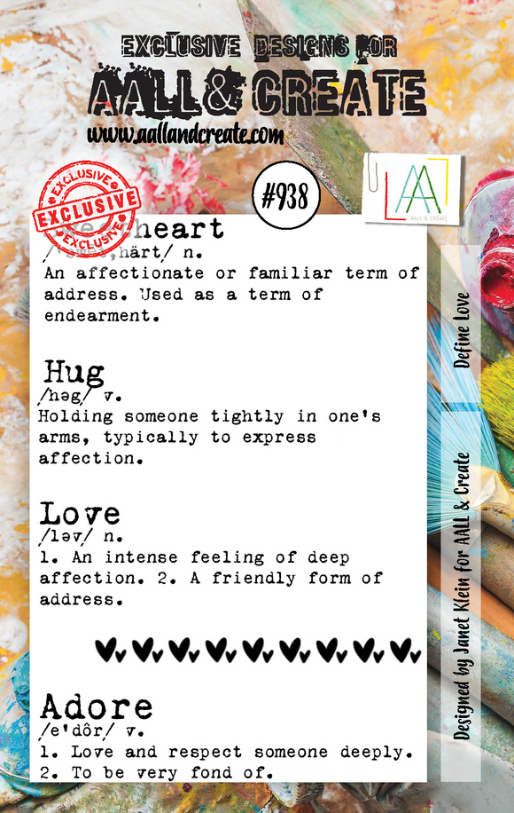 #938 - A7 Stamp Set - Define Love - AALL & Create Wholesale - Stamp
