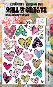 #940 - A6 Stamp Set - Heart Collage - AALL & Create Wholesale - Stamp