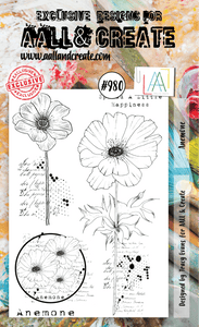 #980 - A6 Stamp Set - Anemone - AALL & Create Wholesale - stamp