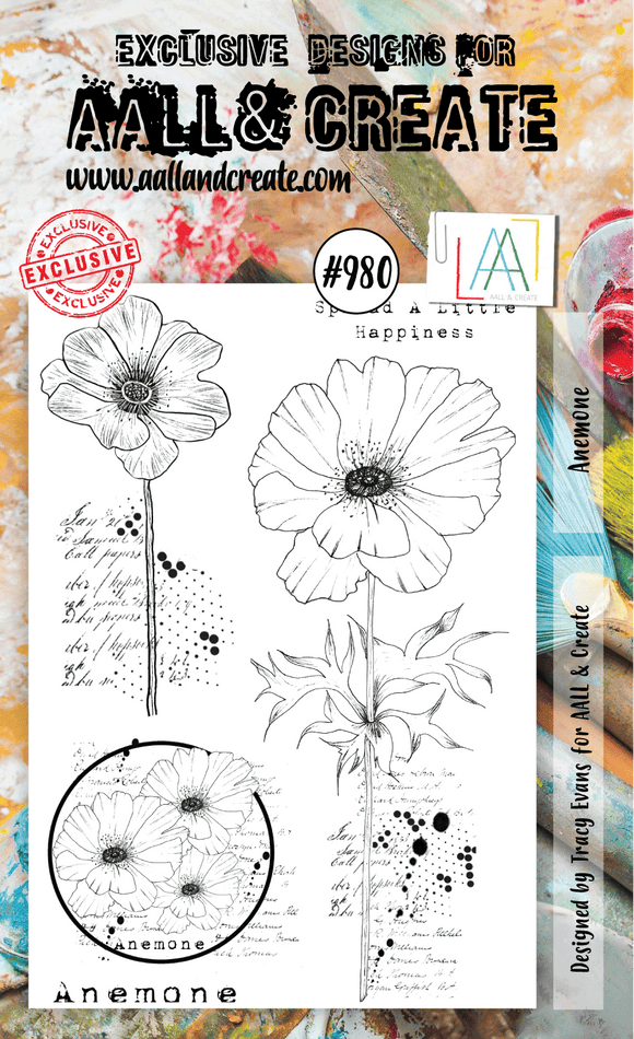 #980 - A6 Stamp Set - Anemone - AALL & Create Wholesale - stamp