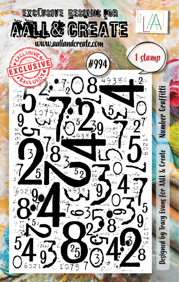 #994 - A7 Stamp Set - Number Graffitti - AALL & Create Wholesale - stamp