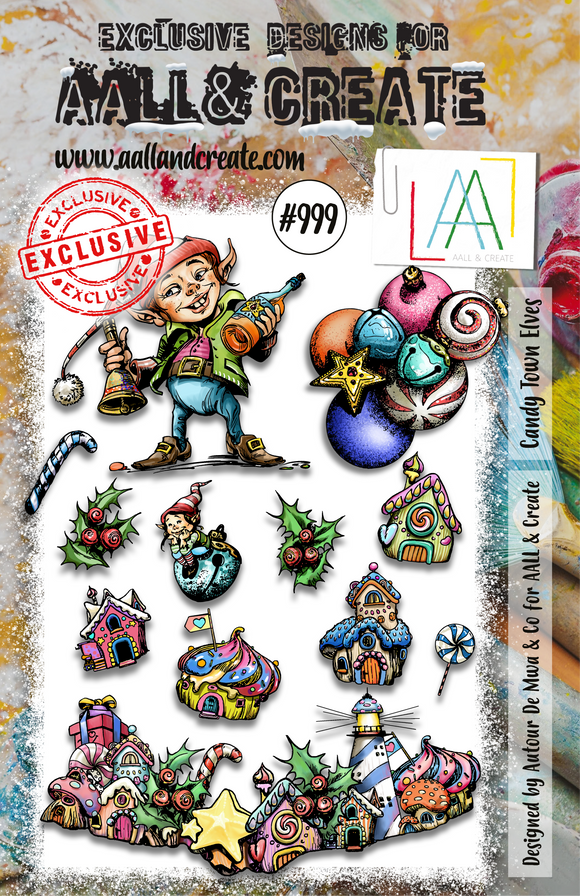 #999 - A5 Stamp Set - Candy Town Elves - AALL & Create Wholesale - stamp