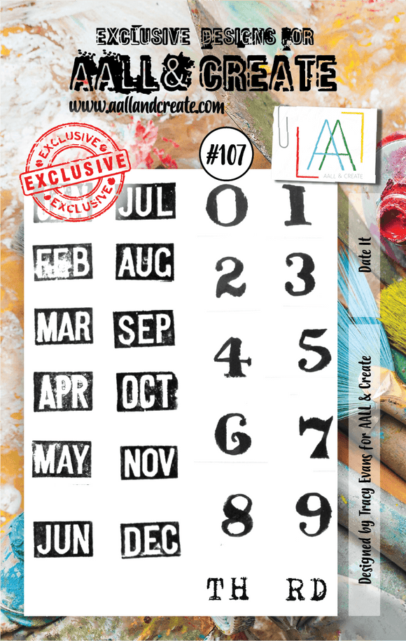 #107 - A7 Clear Stamp Set - Date It - AALL & Create Wholesale - stamp