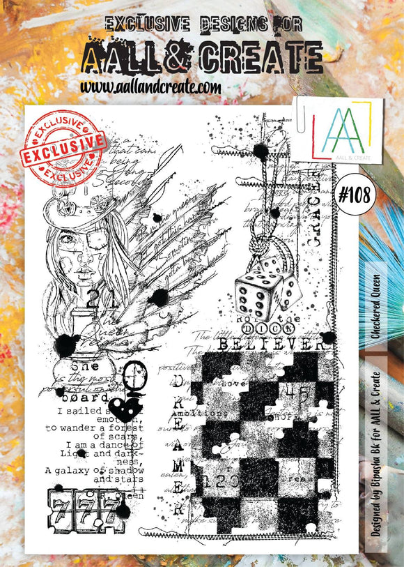 #108 - A4 Clear Stamp Set - Checkered Queen - AALL & Create Wholesale - stamp