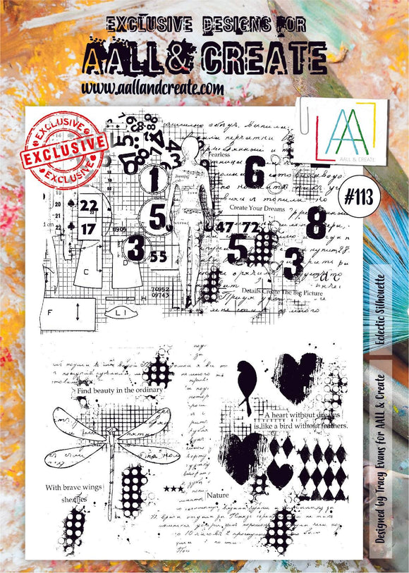 #113 - A4 Clear Stamp Set - Eclectic Silhouette - AALL & Create Wholesale - stamp
