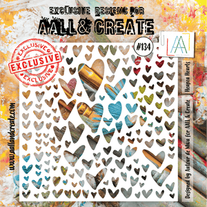 #134 - 6"x6" Stencil - Heapza Heartz - AALL & Create Wholesale - stencil