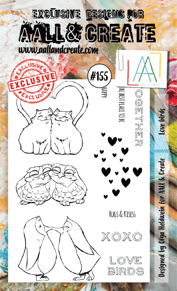 #155 - A6 Clear Stamp Set - Love Birds - AALL & Create Wholesale - stamp