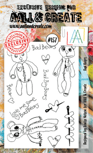 #157 - A6 Clear Stamp Set - Bad Bears - AALL & Create Wholesale - stamp