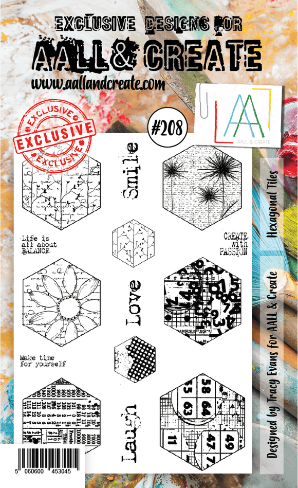 #208 - A6 Clear Stamp Set - Hexagonal Tiles - AALL & Create Wholesale - stamp