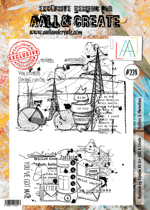 #228 - A4 Clear Stamp Set - Postbox & Phonelines - AALL & Create Wholesale - stamp
