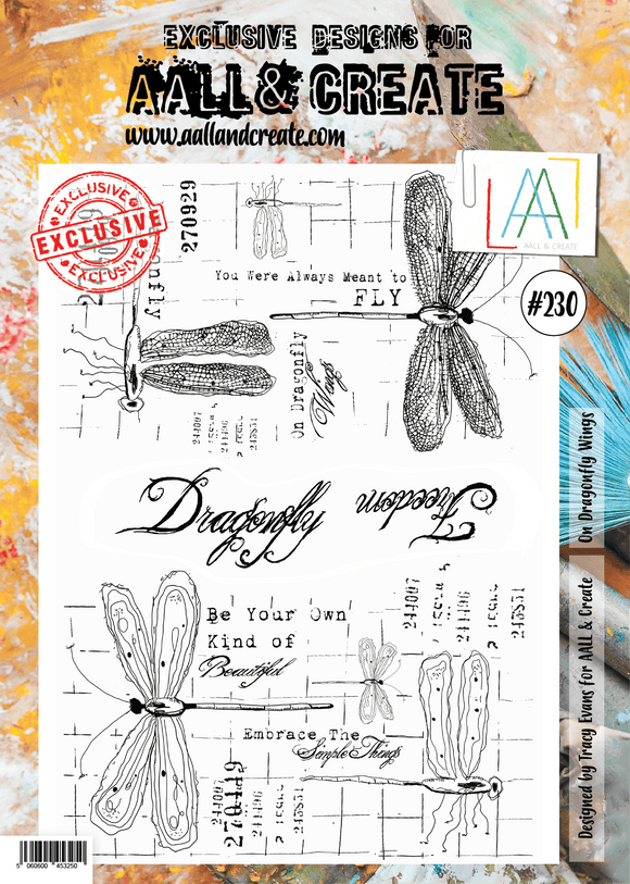 #230 - A4 Clear Stamp Set - On Dragonfly Wings - AALL & Create Wholesale - stamp
