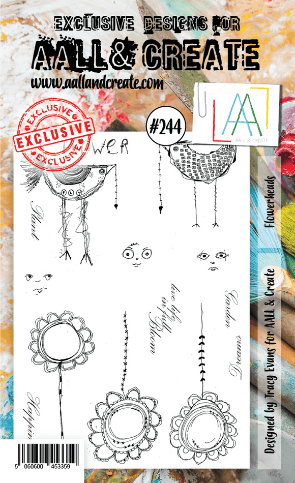 #244 - A6 Clear Stamp Set - Flowerheads - AALL & Create Wholesale - stamp