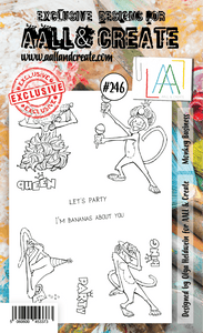 #246 - A6 Clear Stamp Set - Monkey Business - AALL & Create Wholesale - stamp