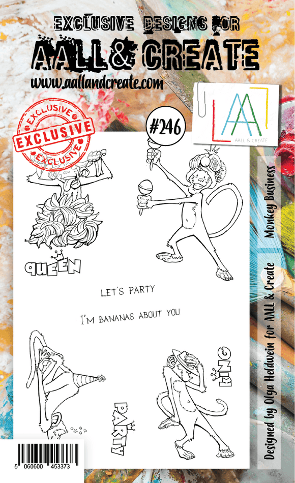 #246 - A6 Clear Stamp Set - Monkey Business - AALL & Create Wholesale - stamp