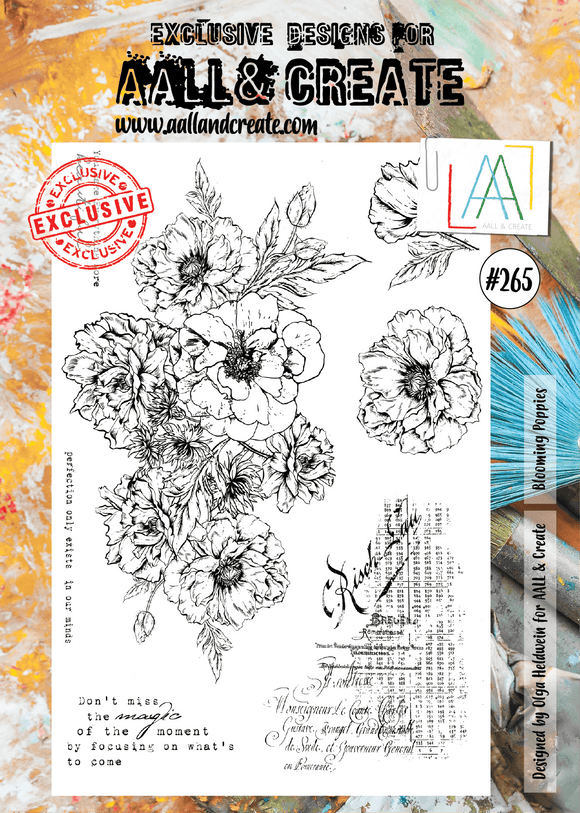 #265 - A4 Clear Stamp Set - Blooming Poppies - AALL & Create Wholesale - stamp