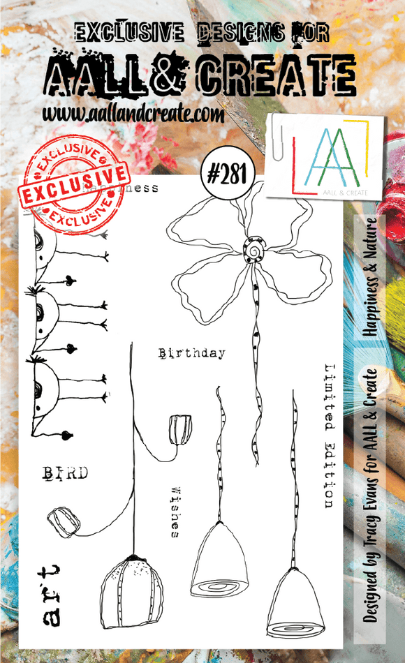 #281 - A6 Clear Stamp Set - Happiness & Nature - AALL & Create Wholesale - stamp