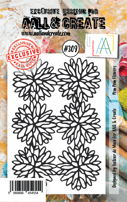 #309 - A7 Clear Stamp Set - Pom Pom Flowers - AALL & Create Wholesale - stamp