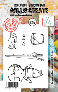 #315 - A7 Clear Stamp Set - Go Fish - AALL & Create Wholesale - stamp