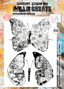 #322 - A4 Clear Stamp Set - Floral Wings - AALL & Create Wholesale - stamp