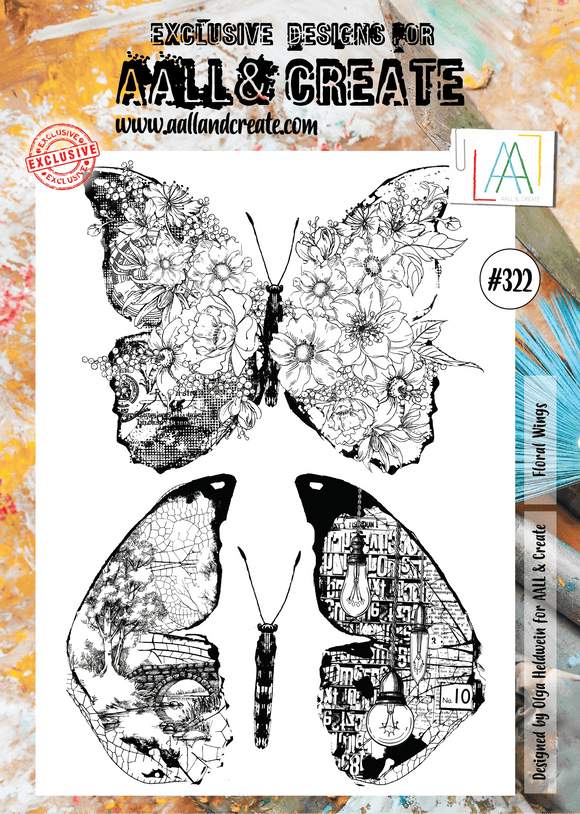 #322 - A4 Clear Stamp Set - Floral Wings - AALL & Create Wholesale - stamp