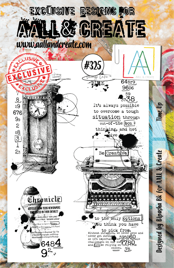 #325 - A5 Clear Stamp Set - Time Up - AALL & Create Wholesale - stamp