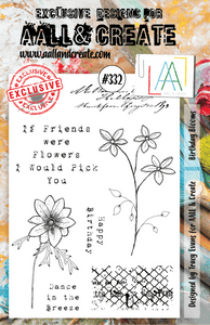 #332 - A5 Clear Stamp Set - Birthday Blooms - AALL & Create Wholesale - stamp