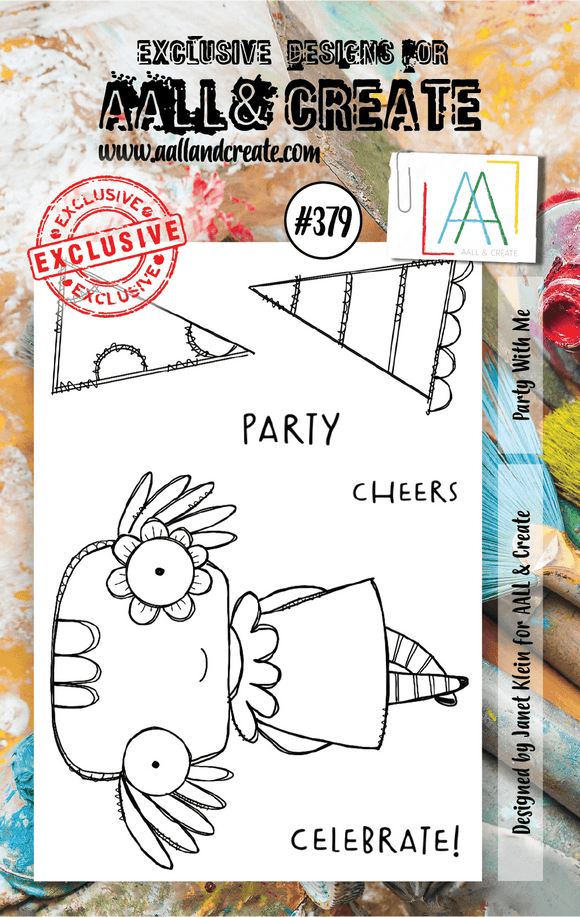 #379 - A7 Clear Stamp Set - Party With Me - AALL & Create Wholesale - stamp