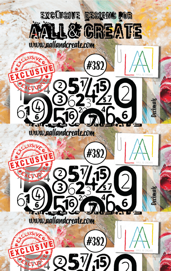 #382 - A7 Clear Stamp Set - Decimals - AALL & Create Wholesale - stamp