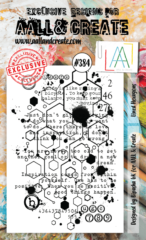 #384 - A6 Clear Stamp Set - Lined Hexagons - AALL & Create Wholesale - stamp