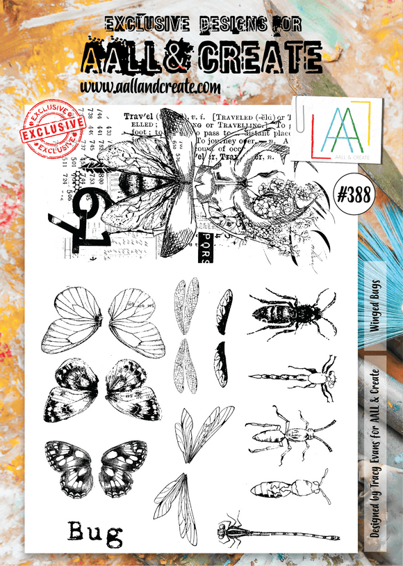 #388 - A4 Clear Stamp Set - Winged Bugs - AALL & Create Wholesale - stamp