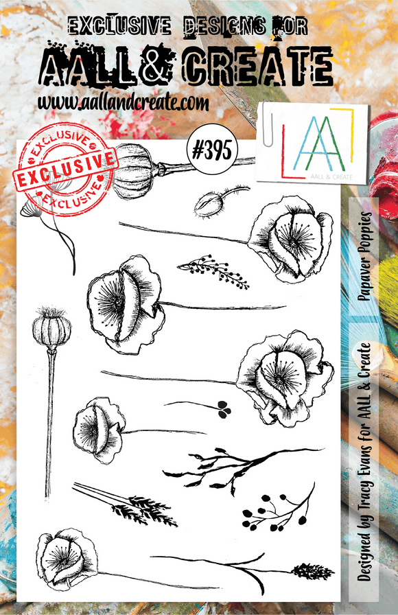 #395 - A5 Clear Stamp Set - Papaver Poppies - AALL & Create Wholesale - stamp