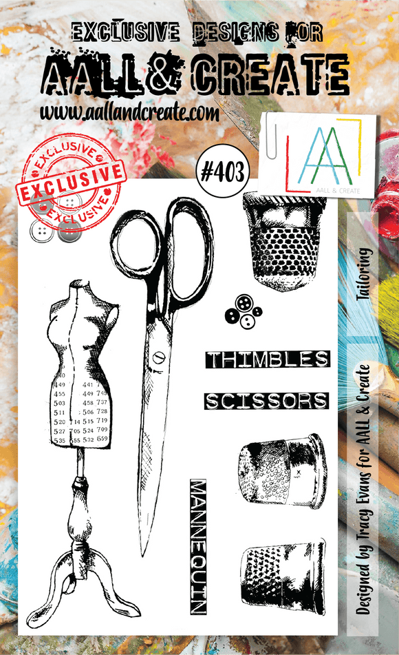 #403 - A6 Clear Stamp Set - Tailoring - AALL & Create Wholesale - stamp
