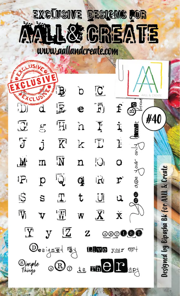#40 - A6 Clear Stamp Set - Vintage Type - AALL & Create Wholesale - stamp