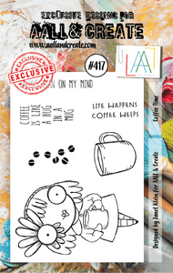 #417 - A7 Clear Stamp Set - Coffee Time - AALL & Create Wholesale - stamp