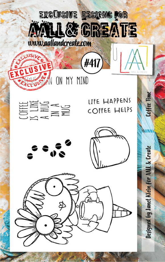 #417 - A7 Clear Stamp Set - Coffee Time - AALL & Create Wholesale - stamp
