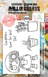 #424 - A7 Clear Stamp Set - The Gardener - AALL & Create Wholesale - stamp